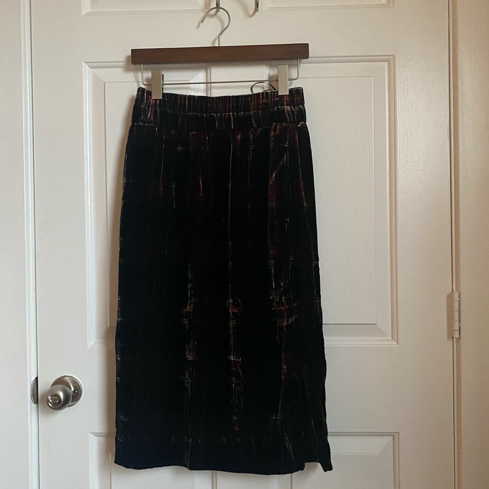 J Crew velvet plaid skirt size xs